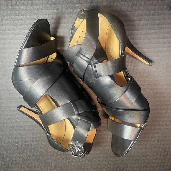 COACH STRAPPY LEATHER 3” HEELS 5.5M NEAR PERFECT - Picture 8 of 13
